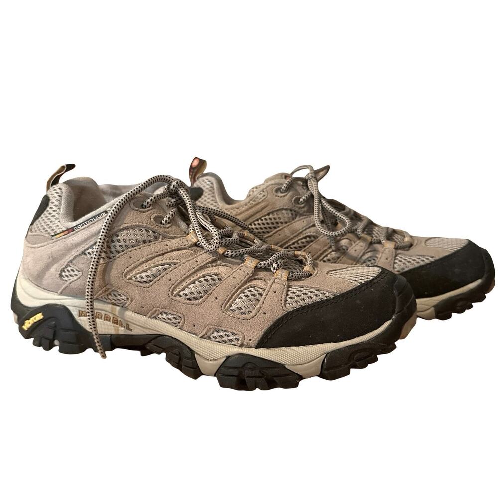 Merrell Ventilator Taupe Moab Hiking Shoes Sneakers Low Top Beige Leather sz 10